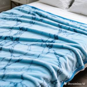 ผ้าห่มขนแกะเนื้อนุ่มหรูหราดีไซน์หินอ่อนสีฟ้าอ่อนอบอุ่นขนาดสองเท่า - Product Image 2