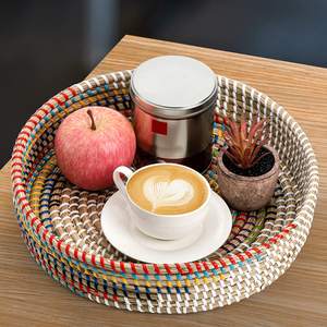 Plateau de panier en rotin de bambou rond de style classique plateau de collation de service décoratif pour un usage domestique - Product Image 6