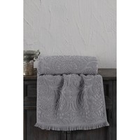 Serviette de toilette Varol Jacaranda 100% coton jacquard à motif damassé, douce et compressée, 50x90cm, pour la maison, la cuisine, l'hôtel, la plage, idéale comme cadeau