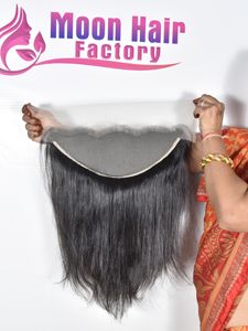 Bonne qualité Temple indien cheveux humains couleur naturelle droite frontale Machine Double trame vendeur non transformé Extension de cheveux humains - Product Image 3