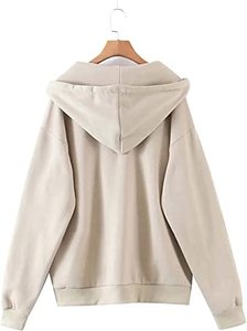 Sweat à capuche zippé solide pour femmes polaire hiver décontracté tissé col à capuche technique teint uni - Product Image 6