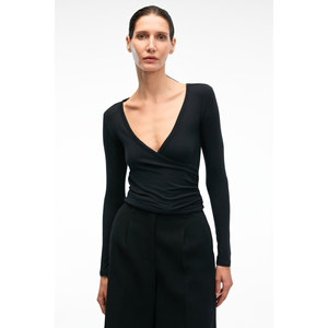 GRIMELANGE CALLORIA Blusa ajustada de manga larga con cuello en V para mujer - Product Image 1