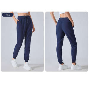 Pantalons de jogging pour femmes, taille haute, plats, d'hiver, avec poches, 100% coton, pantalons de survêtement athlétiques pour le yoga, l'entraînement, la détente, avec cordon de serrage - Product Image 1