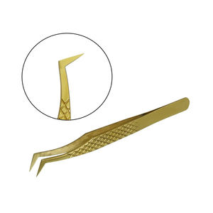 แหนบปลายแหลมทำจากสเตนเลสสตีลสำหรับการต่อขนตาสีเทาและโรสโกลด์ - Product Image 3