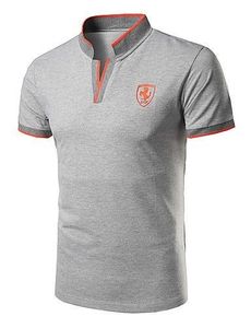 เสื้อโปโลผู้ชายทรงไฮสตรีทเสื้อโปโลแขนสั้นแบบเปิดลงปกเสื้อโปโลแขนสั้นพิมพ์โลโก้ตามสั่ง - Product Image 3