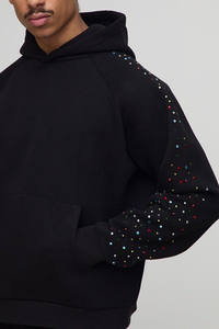 ชุดสเวตสูทผ้าฝ้ายผสมไรน์สโตนมีฮู้ดและกางเกงจ็อกเกอร์ผ้าคอตตอนระบายอากาศ - Product Image 3