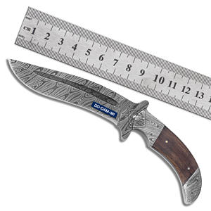 Cuchillo de Caza Personalizable Hecho a Mano DD-DAM-380, Hoja de Acero de Damasco, Punta Caída, Grosor de 4mm, Mango de Madera de Palisandro Exótica con Grabado - Product Image 2