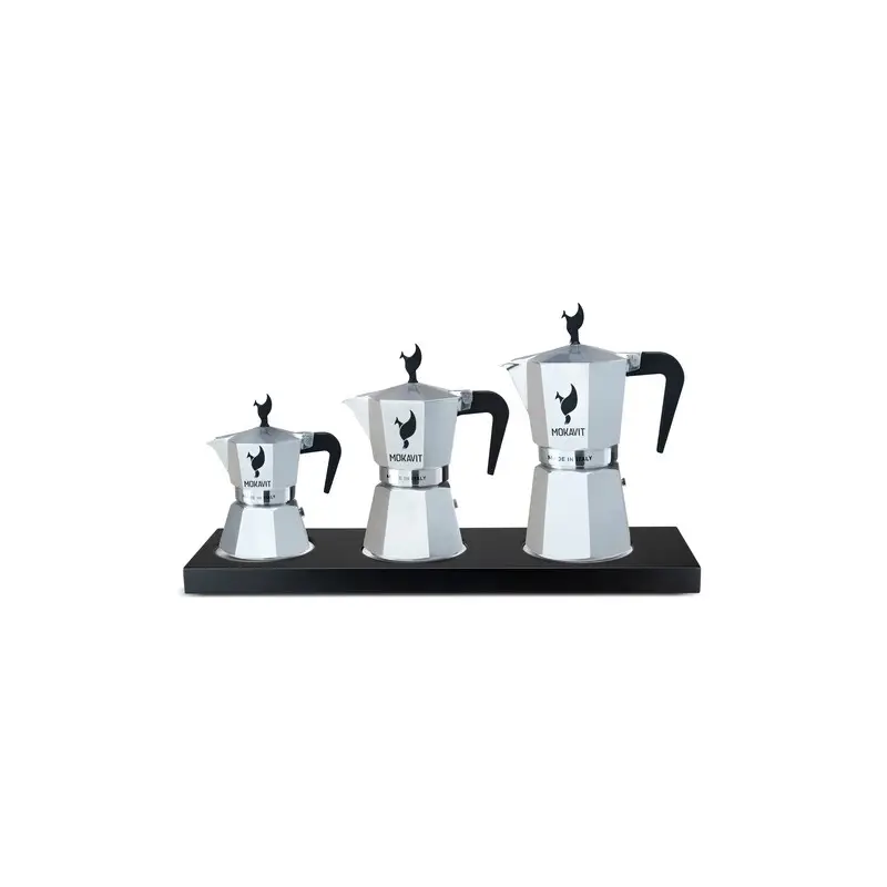 Set Black Coffee Moka Pot Aluminum Espresso Coffee Maker Plastic Handle 3 -6- 9 Cups Heat Resistant Tools Accessories And Try