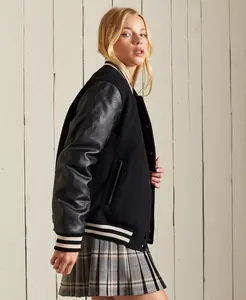 Streetwear à broderie en chenille avec écusson à manches longues de couleur personnalisée OEM veste Letterman Varsity pour hommes - Product Image 2