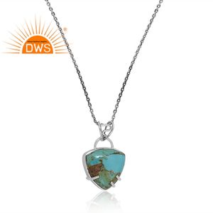 Superventas plata esterlina oxidada Natural Kingman turquesa piedra preciosa colgante collar joyería personalizada para mujer regalo para ella - Product Image 3