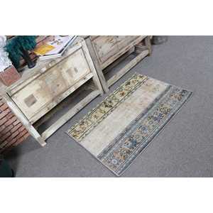 Petit tapis turc 2,3x3,2 pieds (70x97 cm), tapis en laine vintage bleu camouflage - Product Image 1