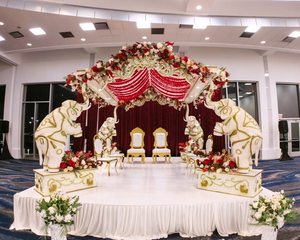 Glam Hindu Wedding Vidhi Mandap Decoration Best Golden Carved Wedding Mandap Norway Awesome Top Indian Wedding Royal Mandap USA - Product Image 2