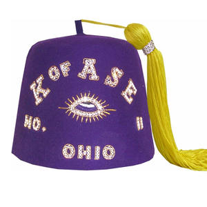 Chapeau maçonnique DOI FEZ blanc pur, brodé à la main avec un sous-couche en fil d'or et bijoux, prix de gros, travail de la meilleure qualité - Product Image 3