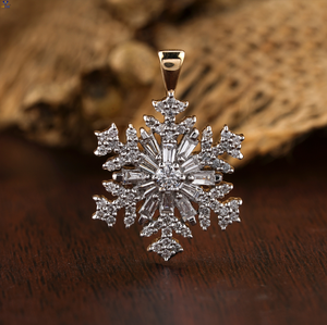 0.73 TDW เหลี่ยมและจี้เพชรเกล็ดหิมะกลมยอดเยี่ยม | 18K กุหลาบทอง | เพชรที่ผ่านการรับรอง/ไม่ผ่านการรับรอง | Cvd Diamond - Product Image 1