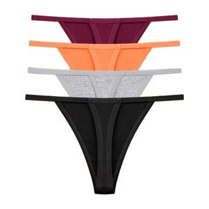 1 unidad de tanga de algodón para mujer, sexy, de cintura fina, sin costuras, de tiro medio, deportiva, con espalda en T, antibacteriana y transpirable - Product Image 1