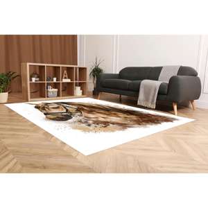 Alfombra Marrón con Estampado de Caballo, Alfombra para Oficina, Alfombra con Diseño Animal, Alfombra Suave No Tejida - Product Image 4