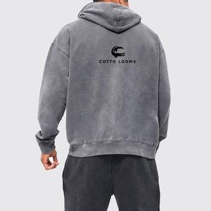 Lavage à l'acide hommes sweats à capuche couleur unie manches longues respirant 100% coton surdimensionné sweats à capuche zippés en gros Pakistan - Product Image 3