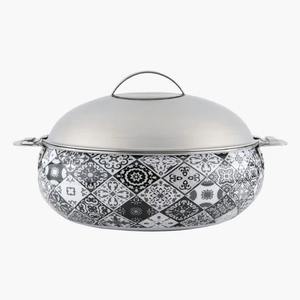 Casserole blanche avec design artistique noir et couvercle en or Bol chauffe-plats élégant pour cuisine élégante salle à manger mariage - Product Image 5
