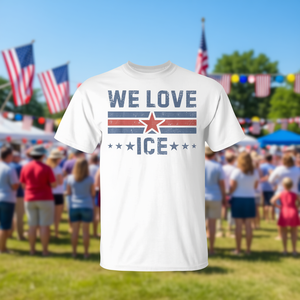 T-shirt vintage da donna We Love Ice con bandiera USA - Promozionale per il supporto al programma ICE - Product Image 1