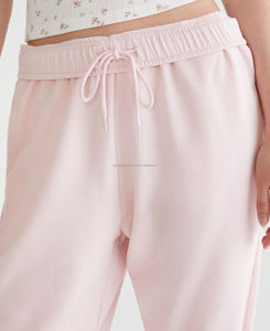 กางเกงจ็อกเกอร์เอวสูงผ้าฝ้าย100% สำหรับผู้หญิงกางเกงถักตรงลูกไม้แบบสตรีทพอดีตัวแบนระบายอากาศได้ดีมีเชือกผูกสำหรับฤดูหนาว - Product Image 4