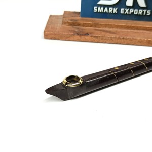 Pipa de Tabaco Larga de Madera Hecha a Mano con Anillo de Latón, Pipa de Fumar Clásica y Tradicional - Product Image 3