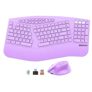 Meetion Directory Ergonomic PC thiết bị ngoại vi loại C sạc 2.4GHz thu không dây DPL chuyển đổi Ergonomic bàn phím sang trọng