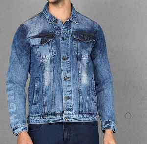 Veste en jean en toile enduite pour homme avec col montant, respirante et coupe-vent, avec capuche pour un usage quotidien - Product Image 3
