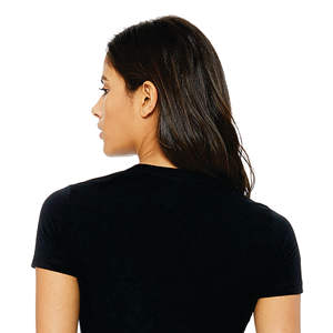 T-Shirt Slim femme noir uni, longueur du corps plus longue, 100% Airlume peigné et anneau en coton 32 simple 4.2 oz - Product Image 6