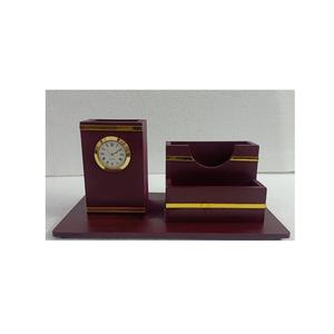 High Quality MDF Board Pen <b>Holder</b> With Clock Desk Pen <b>Holder</b> Table Pen <b>Holder</b> Desk Organizer - Product Image 2