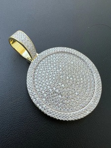 Colgante de moissanita de plata personalizado, colgante de diamante circular en forma de disco, con Collar para exportación - Product Image 3