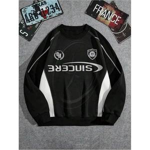 Custom <b>Thermal</b> Low Price Wholesale <b>Men's</b> Letter Graphic <b>Top</b> Stitching Breathable Sweatshirt Long Sleeve Crewneck Pullover <b>Top</b> - Product Image 3