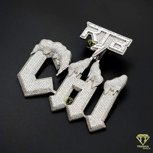 จี้เพชร VVS Lab Grown รูปทรงหยดน้ำ "CHI" พร้อมเครื่องประดับเงินแท้ 925 สไตล์ฮิปฮอป - Product Image 2