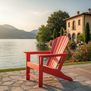 Silla Adirondack Clásica para Patio, Jardín, Terraza, Resistente a la Intemperie, Madera Maciza Duradera, Color Rojo - Product Image 2