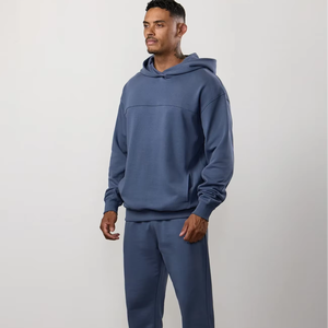 Sweat-shirt et pantalon de jogging en molleton pour hommes, tenue d'hiver chaude en mélange de coton doux, idéale pour la salle de sport ou le streetwear décontracté - Product Image 1