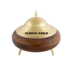 Tabletop Designer Wooden And Metal Hotpot With <b>Legs</b> Round Shape Luxury Casserole Top Selling Wholesale Metal Food <b>Warmer</b> - Product Image 1