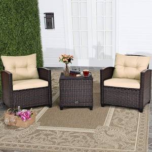 Premium Modern Outdoor <b>Rattan</b> Coffee Set with <b>Cushions</b> UV Resistant <b>Garden</b> & Pool <b>Furniture</b> for Courtyard Hotel Leisure Areas - Product Image 3