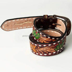 เข็มขัดหนังแบบตะวันตกสลักลายแคคตัสสีสันสดใสสลักลายดอกไม้หัวเข็มขัดแบบโบราณ - Product Image 5