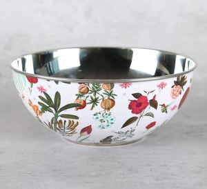 Cuenco para servir de metal de alta calidad de pájaro blanco con diseño impreso blanco esmaltado hecho en metal de acero inoxidable - Product Image 4