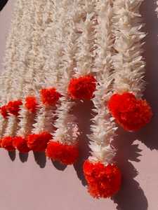 Elegante jazmín con caléndula colgante arreglo de guirnalda floral para decoración de bodas, decoración de techo Genda Phool - Product Image 6