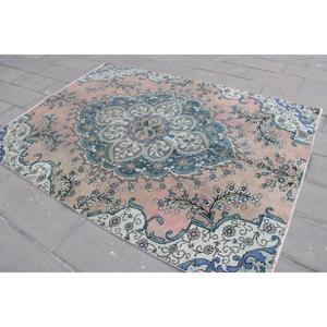 Alfombra Grande Vintage de 5.9x7.9 pies (180x242 cm), Alfombra Persa de Lana Azul Turca - Product Image 2