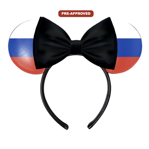 Diadema Personalizada Hecha a Medida con Orejas de Ratón y Diseño de Lazo con Bandera de Rusia en Vinilo H.E.R. Accesorios - Product Image 1