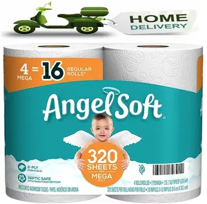 La migliore vendita di carta igienica morbida Angel 4 Mega Rolls 16 rotoli regolari 2Ply Bath Tissue Angel carta igienica morbida 36 Mega Rolls