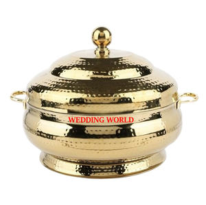 Ensemble de deux chauffe-plats en acier inoxydable, design luxueux, nouveau, vente en gros, casserole classique, élégante, fantaisie, nouveau métal, fondue - Product Image 3