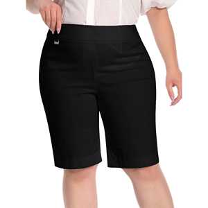 Shorts de robe pull-on grande taille pour femme avec anneau en D, style décontracté pour le bureau et le travail, XS, avec décorations de perles - Product Image 2