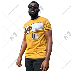 Venta al por mayor Alppha Phi Custom College Shirt 220 Gram Greek Jersey Uniforme Sólido Bordado Técnicas Alpha Phi Fraternidad Camiseta - Product Image 3