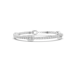 5.275 CT Lab Diamond Tennis Bracelet <b>Emerald</b> & Round Brilliant Cut 10KT, 14KT, 18KT Gold & 925 Silver Rose, Yellow, White - Product Image 5