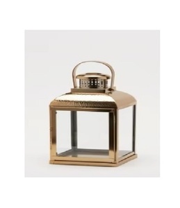 Vente en gros de lanterne de taille personnalisée couleur or Décoration intérieure Éclairage Bougeoir Lanterne de mariage en fer, métal et verre au sol - Product Image 4