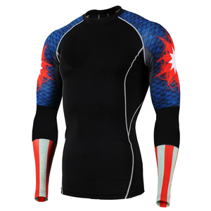 Adult <b>Men's</b> Polyester Made Compression Shirts Sublimation <b>Arms</b> Long <b>Sleeve</b> Comfortable Compression Fitness Rash Guard - Product Image 5