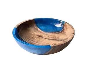 Tazón de sopa unido de madera con mango de resina verde, tazón de madera hecho a mano para el hogar, tamaño personalizado - Product Image 1