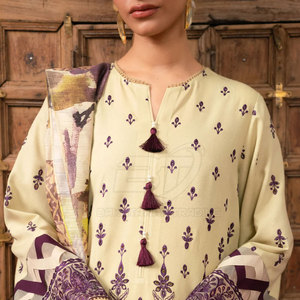 Ensemble de 3 pièces pour femmes, style pakistanais, en coton/polyester, pour l'hiver - Product Image 4